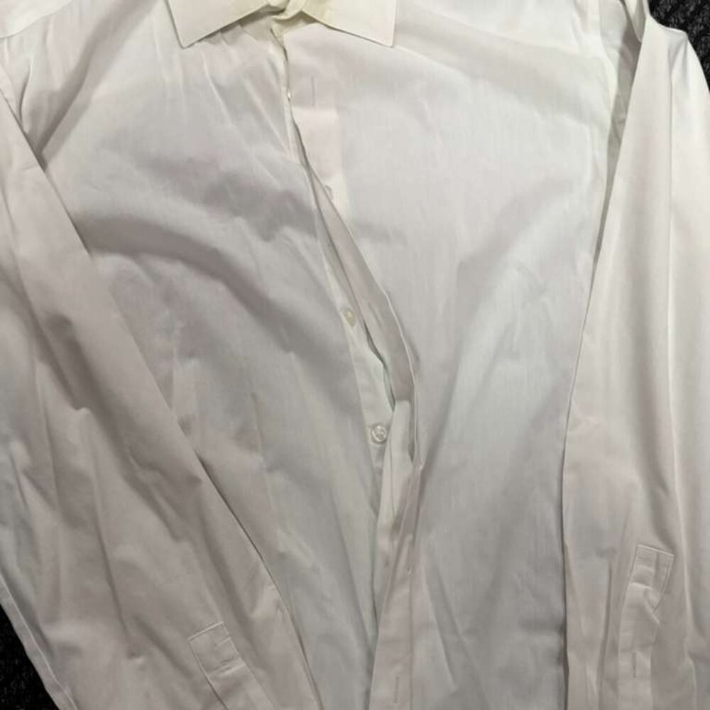 Slim fit white button down shirt work shirt 34-35 - Picture 2 of 3